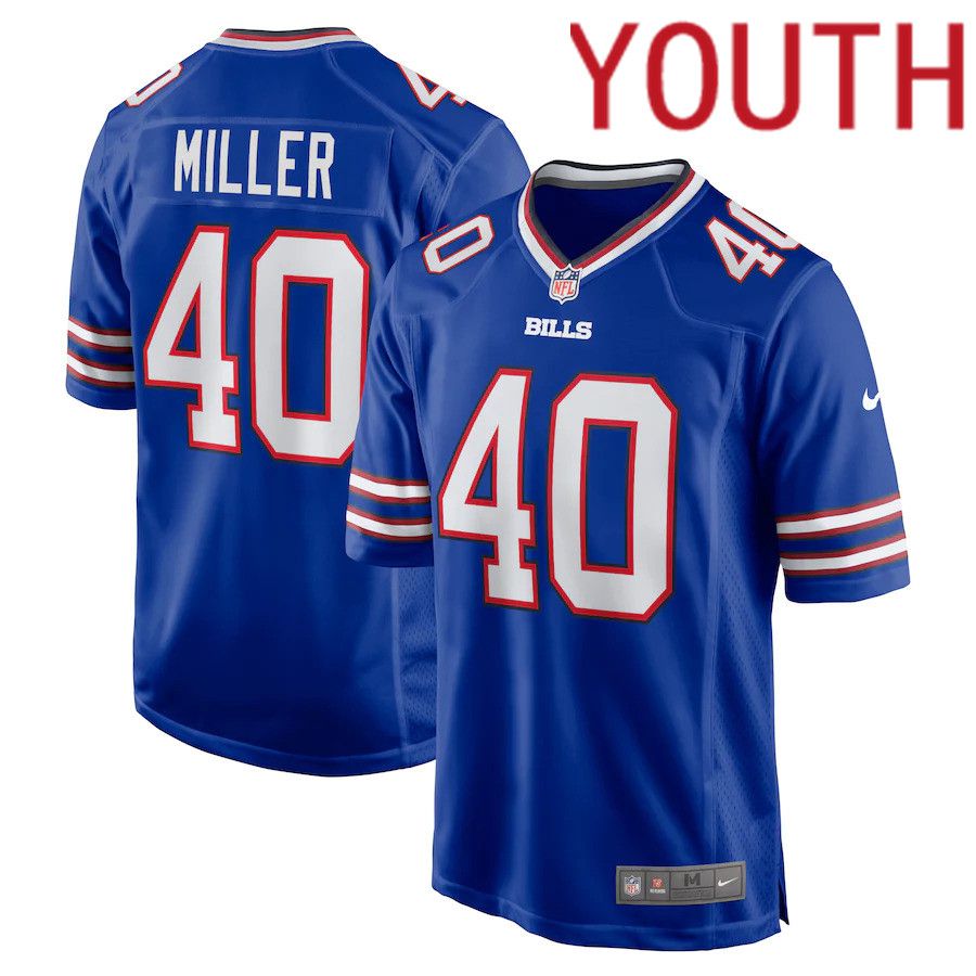Youth Buffalo Bills 40 Von Miller Nike Royal Game NFL Jersey